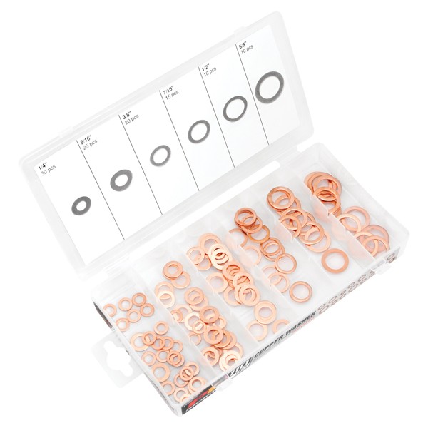 Performance Tool W5217 Copper Washer Assortment 110 Piece