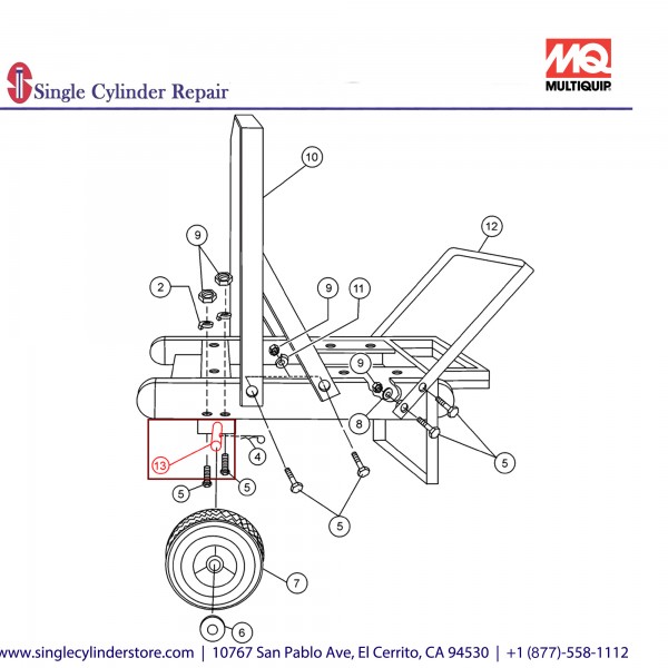 Multiquip 4119137 Axle & Bracket Assembly