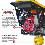 Tomahawk JX60H + WHEELS 3 HP Honda Vibratory Rammer Tamper with Honda GX100 Engine