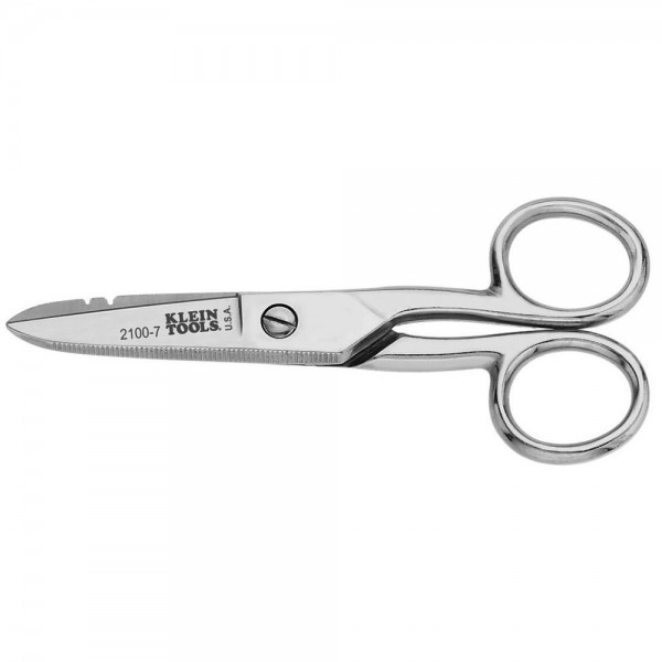 klein Tools 2100-7 Electrician's Scissors, Nickel Plated