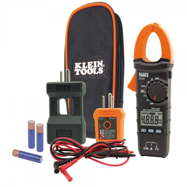 Klein Tools CL110KIT Electrical Tester Kit with Clamp Meter and GFCI Outlet Tester